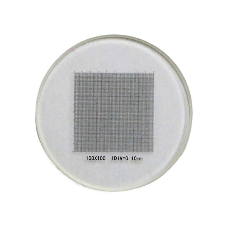 1pc Optical Scale Glass Lens Cross Net Ruler DIV 0.1mm Grid Scale Value Precise Micrometer Ruler for Meticle Microscope(Diameter 20mm)