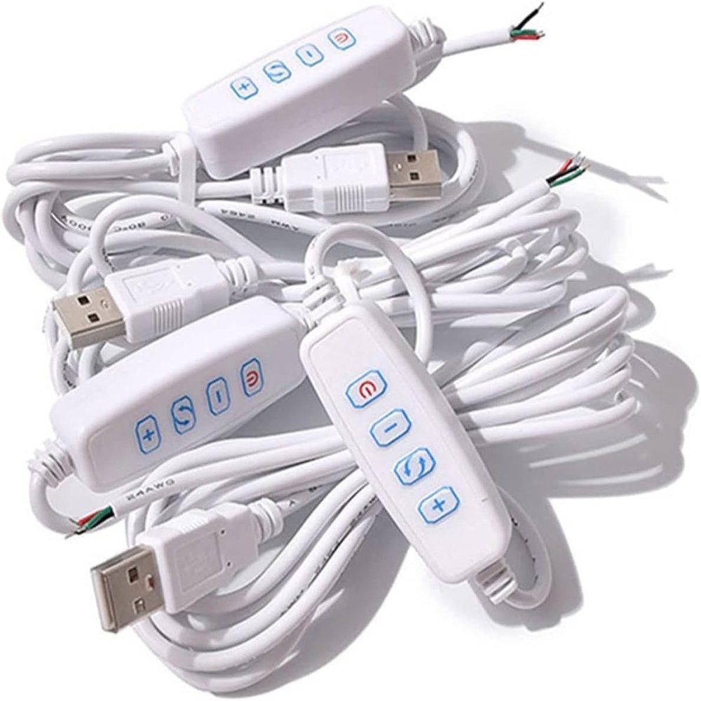 1 Pcs White DC5V USB LED Dimmer Extension Cable with On/Off Switch Adapter, LED Dimming Controller Light Bulb Lamps USB-Port Power Cable for Led Light Bulb Lamps, A USB Cable Extension with a Switch