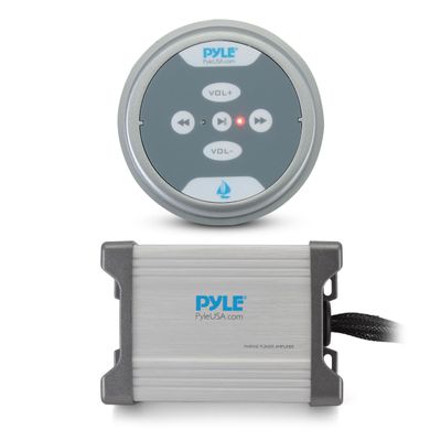 Pyle Marine Grade Bluetooth Amplifier 600W Waterproof 2-Channel Audio Amp Receiver Kit with AUX/RCA/MP3 Inputs, Flush Mount Controller, Weather-Resistant for Boat & Watercraft Stereo