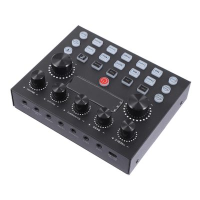 Abaodam External Sound Card Lighting Effects Professional DJ Mixer for Live Streaming and Recording Compatible Mobile and Computer