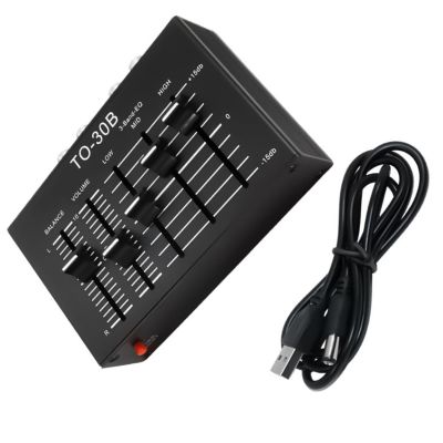 Compactly Metal Sound Premplifier with Phono Plugs and Adjustable Volumes Balances Control Phono Plugs Input and Output