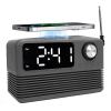 VBESTLIFE 15W Fast Wireless Charger with Bluetooth Speaker and Alarm Clock Radio, 4 in 1 Wireless Charging Station for Phones with FM Radio for Bedroom (Grey) view 1