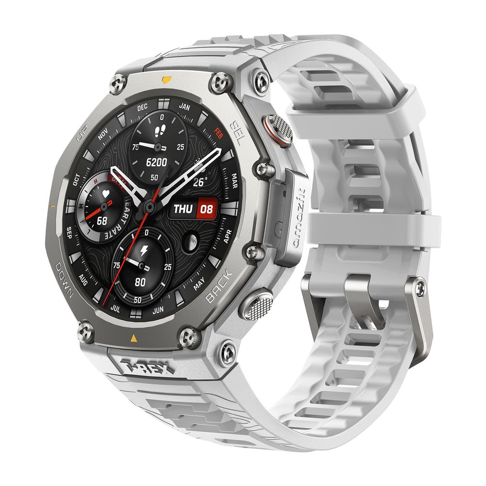 Amazfit Refurbished T-Rex 3 Rugged Military Smart Watch 48mm, GPS, Offline Maps, 100m Water-Resistant, Outdoor Fitness Smartwatch for Men, 170 Sport Modes, AI, Voice Control, Renewed (Grey)