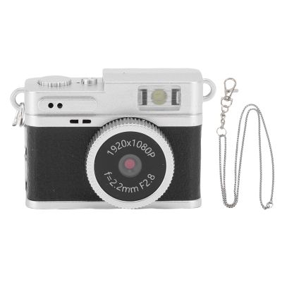 Pomya Keychain Vintage Mini Camera, 1080P 0.96in Color Display Portable Retro Camera with 64GB Memory Card for School Travel (Black)