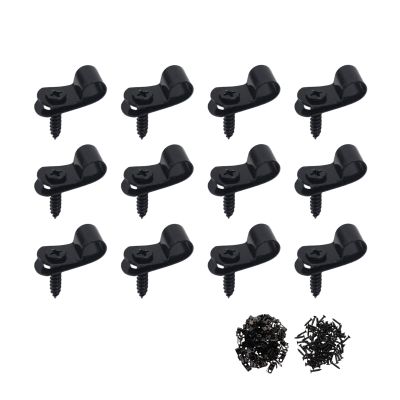 Antrader R-Type Cable Clips Cable Clamp,7mm/0.28" Galvanized Steel Cable Management Cord Organizer Cable Fastener Wire Clamp with Screws,100Pcs