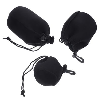 OKUMEYR 3Pcs Neoprene Camera Lens Bag Drawstring Pouch for Cameras Moisture Scratch Protection Versatile Storage for Lens Accessories