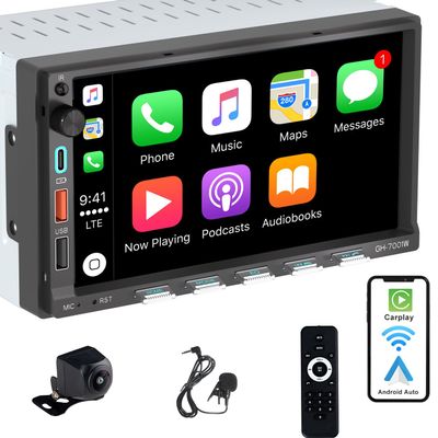 Alondy Double Din Car Stereo Compatible with [Wireless] Apple CarPlay Android Auto 7" Touchscreen Bluetooth AM/FM Radio USB (Fast Charge 3A) Backup Camera