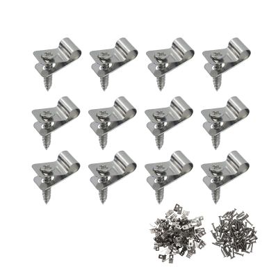 Antrader R-Type Cable Clips Cable Clamp,5mm/0.2" 304 Stainless Steel Cable Management Cord Organizer Cable Fastener Wire Clamp with Screws,100Pcs