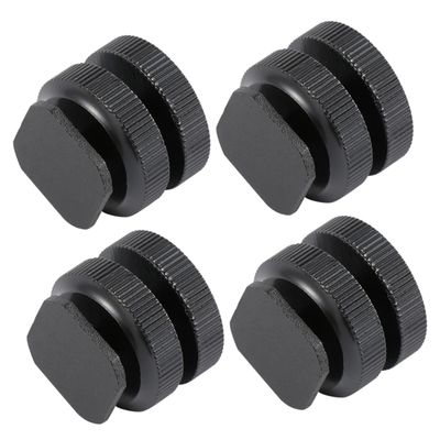 POPETPOP 4Pcs Aluminum Alloy Hot Shoe Mount Adapter Dual Cold Shoe Converter with Tripod Screw for LED Lights Microphones and Monitors Compatible with DSLR and Camcorders
