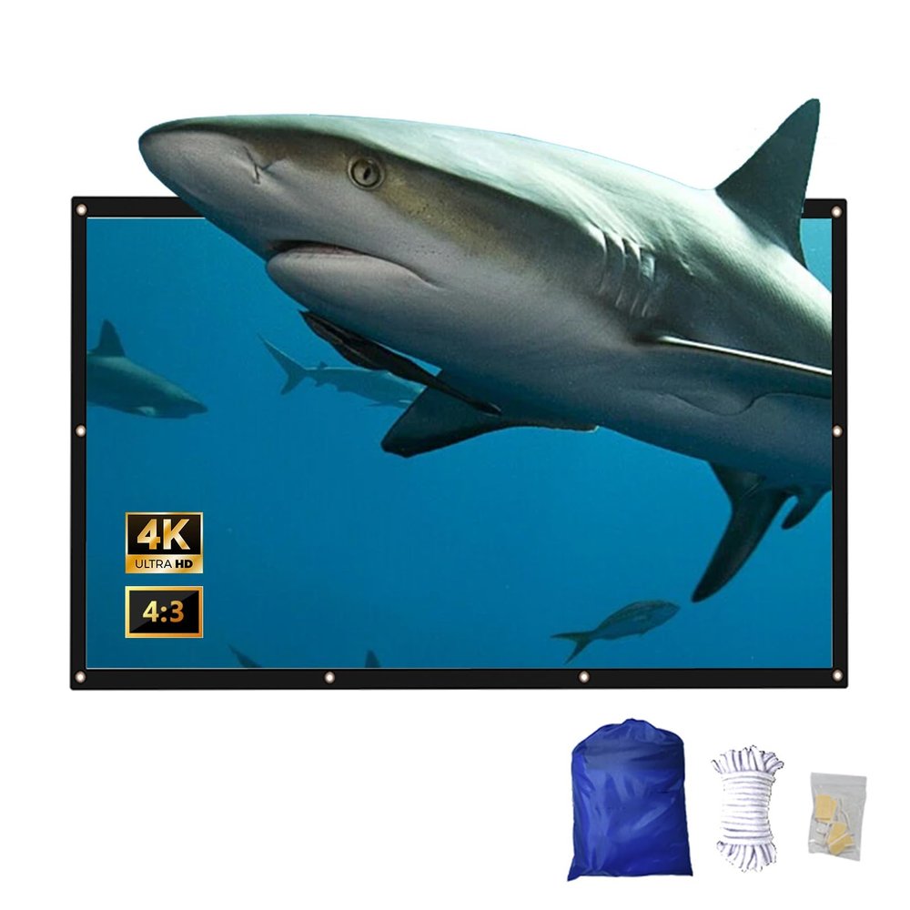4K HD Movie Projection Screen, Portable Outdoor Foldable Screen, Anti-Crease for Indoor Home Theater Film Night Party Camping(300"(4:3))