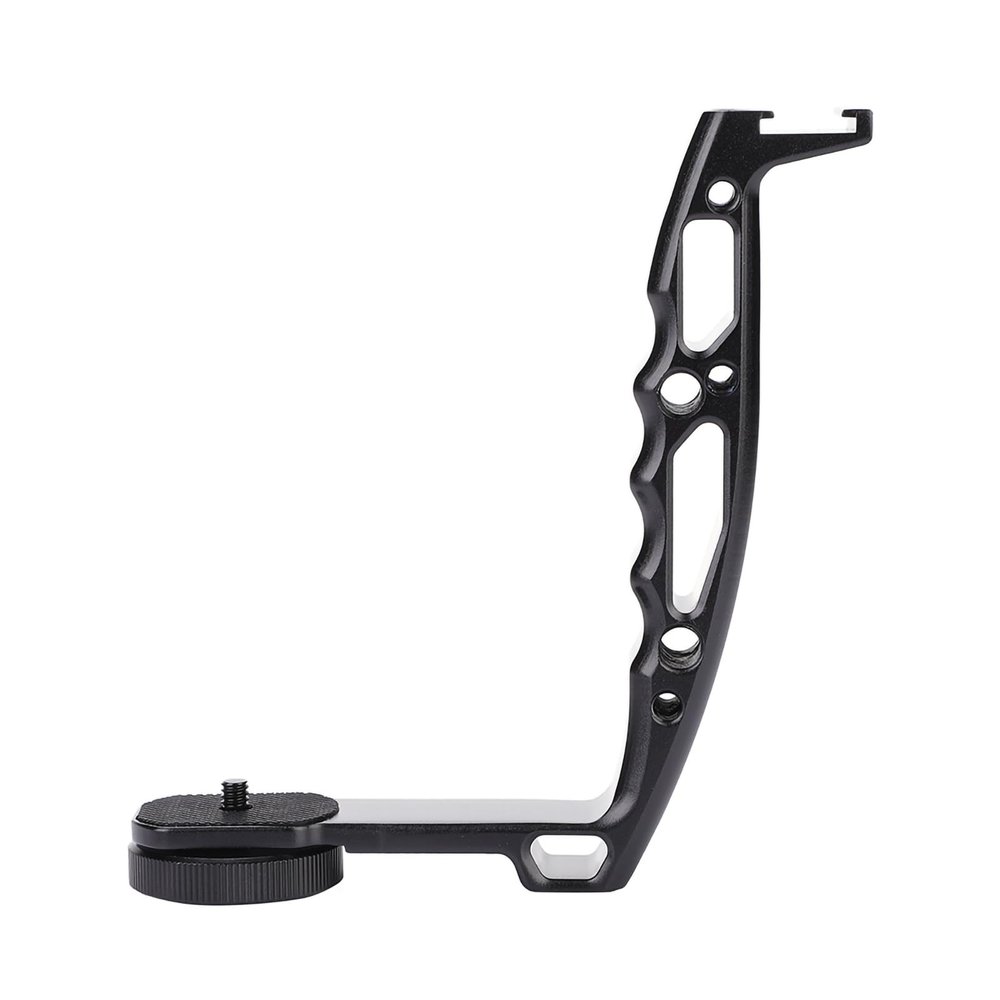 Aluminum Alloy L Bracket Extended Single Handle Grip Compatible for Crane 2 Ronin S Gimbal with Multiple 1/4in 3/8in Threads Cold Shoe Ergonomic Design Lightweight Portable