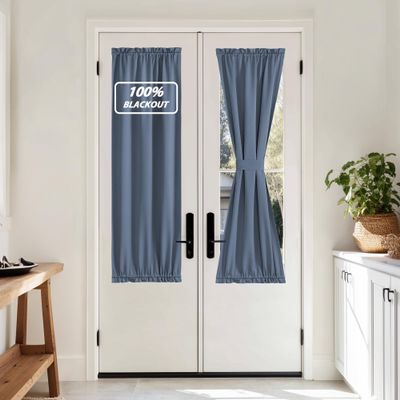 NICETOWN 100% Blackout French Door Curtain, Privacy Window Cover