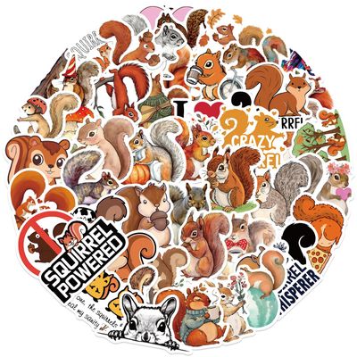 50 PCS Cute Red Squirrel Wall Decal Nursery Animal Wall Sticker Removable Peel and Stick Wall Art Decor for Kid Baby Classroom Preschool Living Room Playroom Bedroom School (Squirrel)