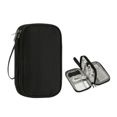 BCMCBV Travel Organizer Bag Cable Storage Organizers Pouch Carry Case Portable Waterproof Double Layers Storage Bags for Cable Cord(Black)