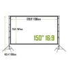 100" 120" 150" 4K HD Portable Projector Screen, 16:9 Anti-Crease Outdoor Movie Screen with Tripod Stand for Camping Backyard Home Theater(150 Inch) view 2