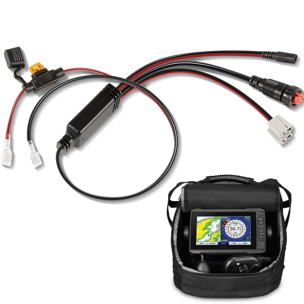 Replacement for 010-12676-35 Power Cable with Charge Port Plug and 5A Fuse Holder Compatible with ECHOMAP, Large Portable, Panoptix Series Ice Fishing Bundle and kit
