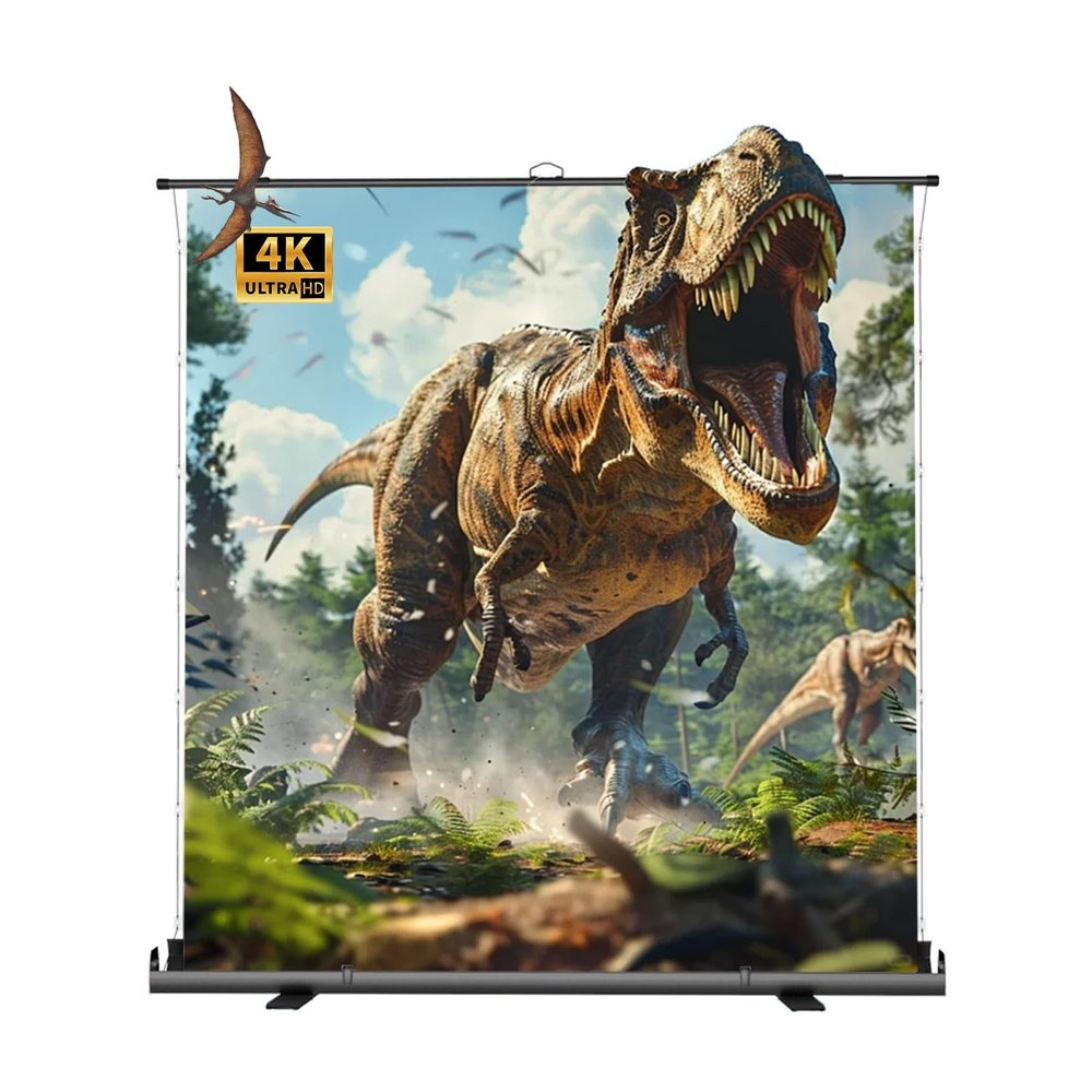 4K 3D Mobile Projection Screen, 60" 72" 80" 92" Ultra HD Manual Floor Pull Up Movie Screen for Home Theater Cinema Indoor Outdoor Backyard(72 Inch)