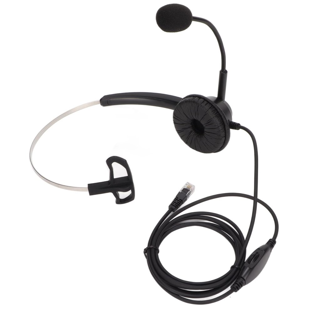 Dioche Comfortable NoiseCanceling Single Sided Telephone Headset with RJ9 Plug for Call Centers and Office Use in Black