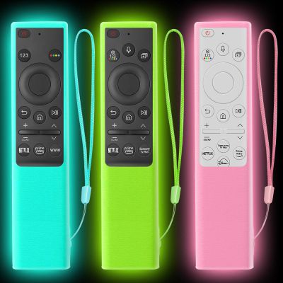 [3Pack] Climberer Case for Samsung TV Remote Cover BN59-01357/01385/01265A - Anti-Slip Solar Cell Remote Protector (Green+Blue+Pink) (Fluorescent Green/Blue/Pink) Glow-in-Dark