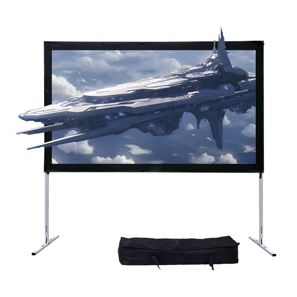 4K 3D Foldable HD Projector Screens with Stand, 16:9 Portable Outdoor Movie Screen, Anti Crease for Camping Backyard Home Theater(120"(16:9))