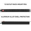 20PCS 12 Outlet Power Strips Surge Protector Rack-Mount PDU, Metal Mountable Power Strip with Switch, Heavy Duty Power Strips for Server Racks, Garage Shop, Industral Commercial (Black 6FT) view 2