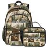 Joyousleap Personalized Rustic Cabin Backpack with Lunch Box Set, Vintage Country Deer Custom Name Backpacks and Lunch Bag Lightweight Waterproof Casual Daypack view 1