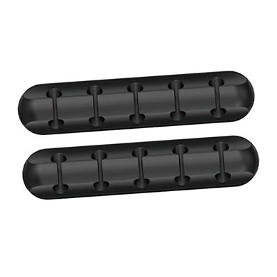 SHOWERORO 2Pcs Desktop Cable Management Holder Adhesive Cable Organizer for Power Cord Charging Wires and USB Cables Easy Installation Residue Adhesive Black Design