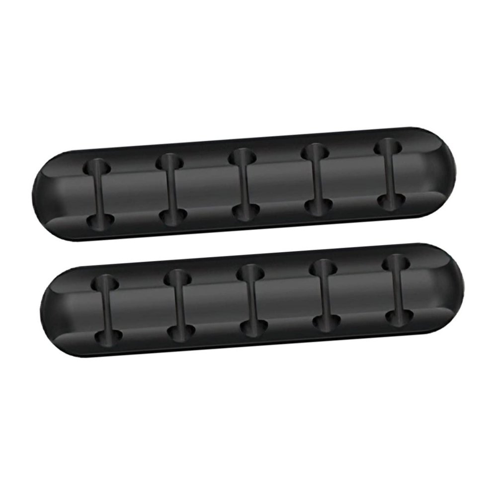 SHOWERORO 2Pcs Desktop Cable Management Holder Adhesive Cable Organizer for Power Cord Charging Wires and USB Cables Easy Installation Residue Adhesive Black Design