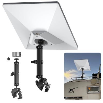 MSAFF 2025 Starlink Mini Clamp Mount Kit Adjustable Aluminum Bracket for Pipe, RV, Roof Rack, Balcony Compatible with Starlink Mini Dish & Pipe Adapter, Quick Tool-Free Setup