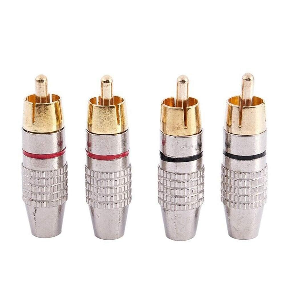 Faizpors 270 RCA Audio Video Connector Plugs, Solderless, Gold Plated, 4-Pack