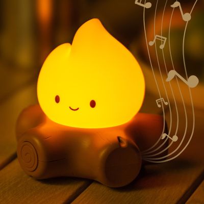 BANDIANCY Chibi Campfire Light with Soothing Sounds, Sleep Aid Night Light for Kids, Portable Rechargeable White Noise Cozy Campfire Night Light for Room Decor Camping Trips, Cute Gifts
