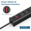 10PCS Metal 16 Outlet Power Strips, Extra Long Power Strip With10ft Cord,Heavy Duty Power Strips Wall Mount, Garage Power Strip with Switch for Work Shop, Workbench Industrial Commercial Use (Black) view 2