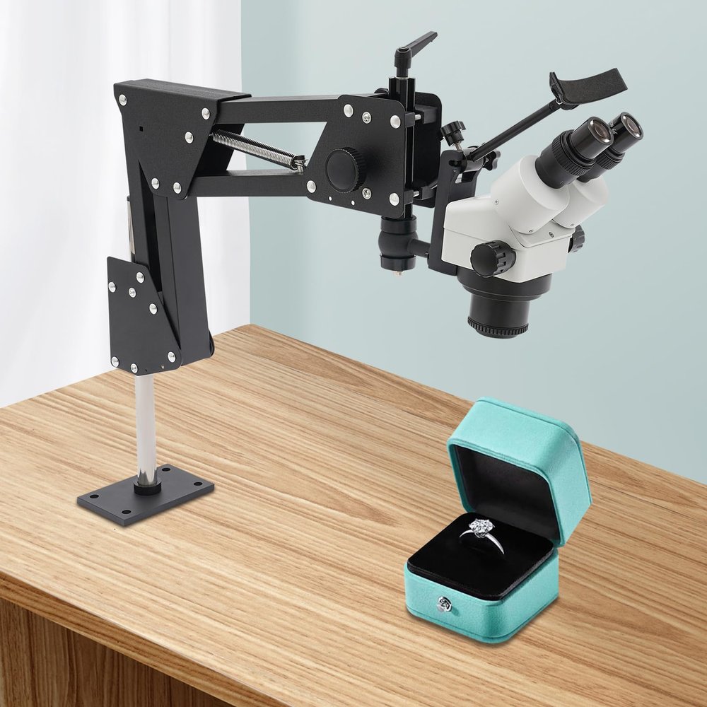Jewelry Microscope, 7X-45X Multi-Directional Microscope with Spring Stand Adjustable, 0.5X Lens
