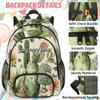 Joyousleap Personalized Tropical Plants Cactus Backpack with Lunch Box Set, Floral Plant Custom Name Backpacks and Lunch Bag Lightweight Waterproof Casual Daypack view 2