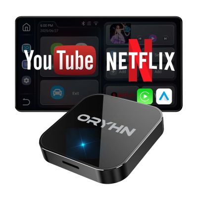 AI Magic Box Wireless CarPlay Adapter & Android Auto Dongle, Android 12.0, Plug & Play, Supports Netfli/YouTube/TF Card, Dual-Band WiFi Compatible with OEM Wired CarPlay