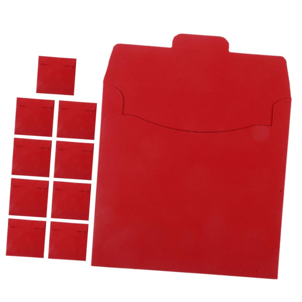 LIFKOME 10Pcs Red Paper CD DVD Sleeves Portable Disc Case for Organized Storage Protection for and DVDs for Wedding Photography and Advertising Materials