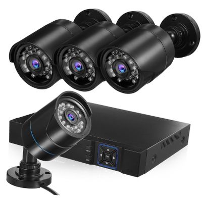 POPETPOP 4-Channel Security Camera System Motion Indoor/Outdoor Use for Home Security Human and Vehicle Night