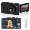 ASHATA 4K Digital Camera for Photography with 3 Inch 180 Flip Screen, 48MP Vlogging Camera for, 18x Zoom Auto Focus 2000mAh, Compact for Travel Family Records (Black) view 1