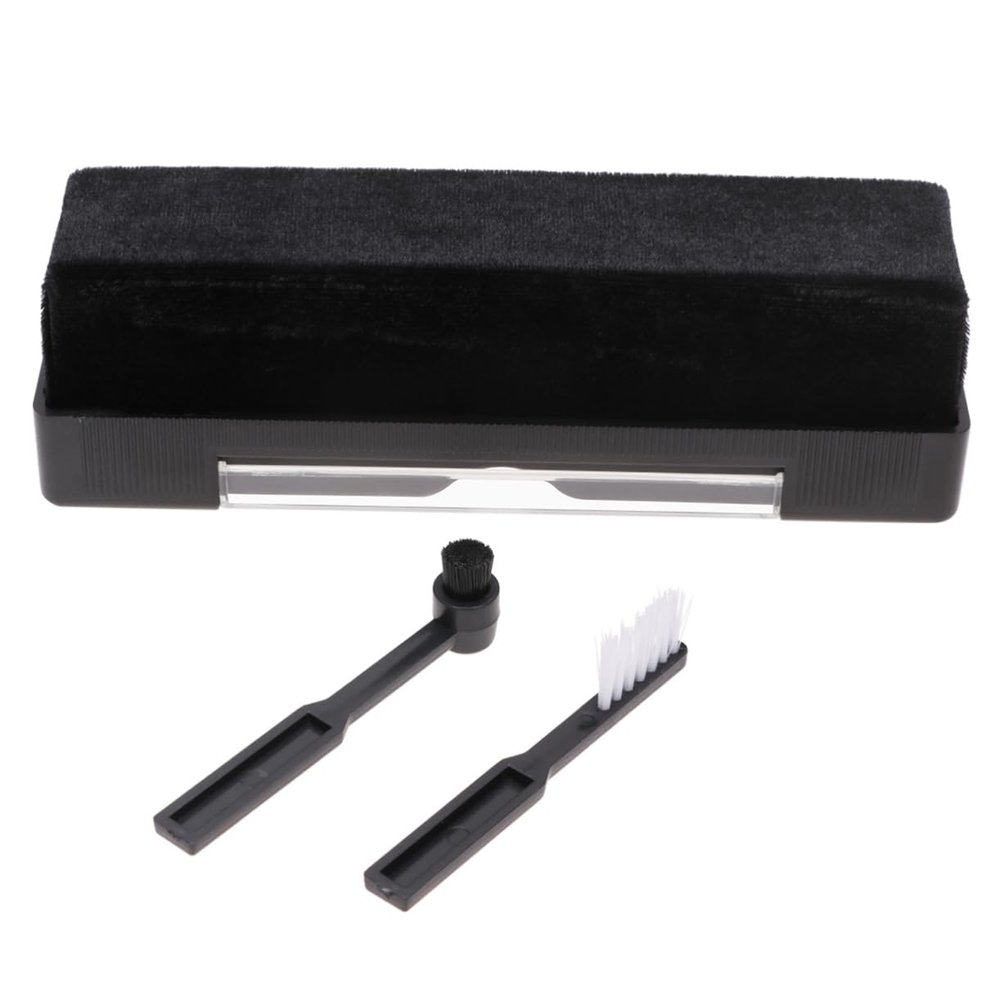 Lurrose 1Set Professional Vinyl Record Brush Dust Removal Protective for Turntables Black Scrubbing and Villi Brush
