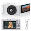 ASHATA 4K Digital Camera for Photography with 3 Inch 180 Flip Screen, 48MP Vlogging Camera for, 18x Zoom Auto Focus 2000mAh, Compact for Travel Family Records (White) view 1