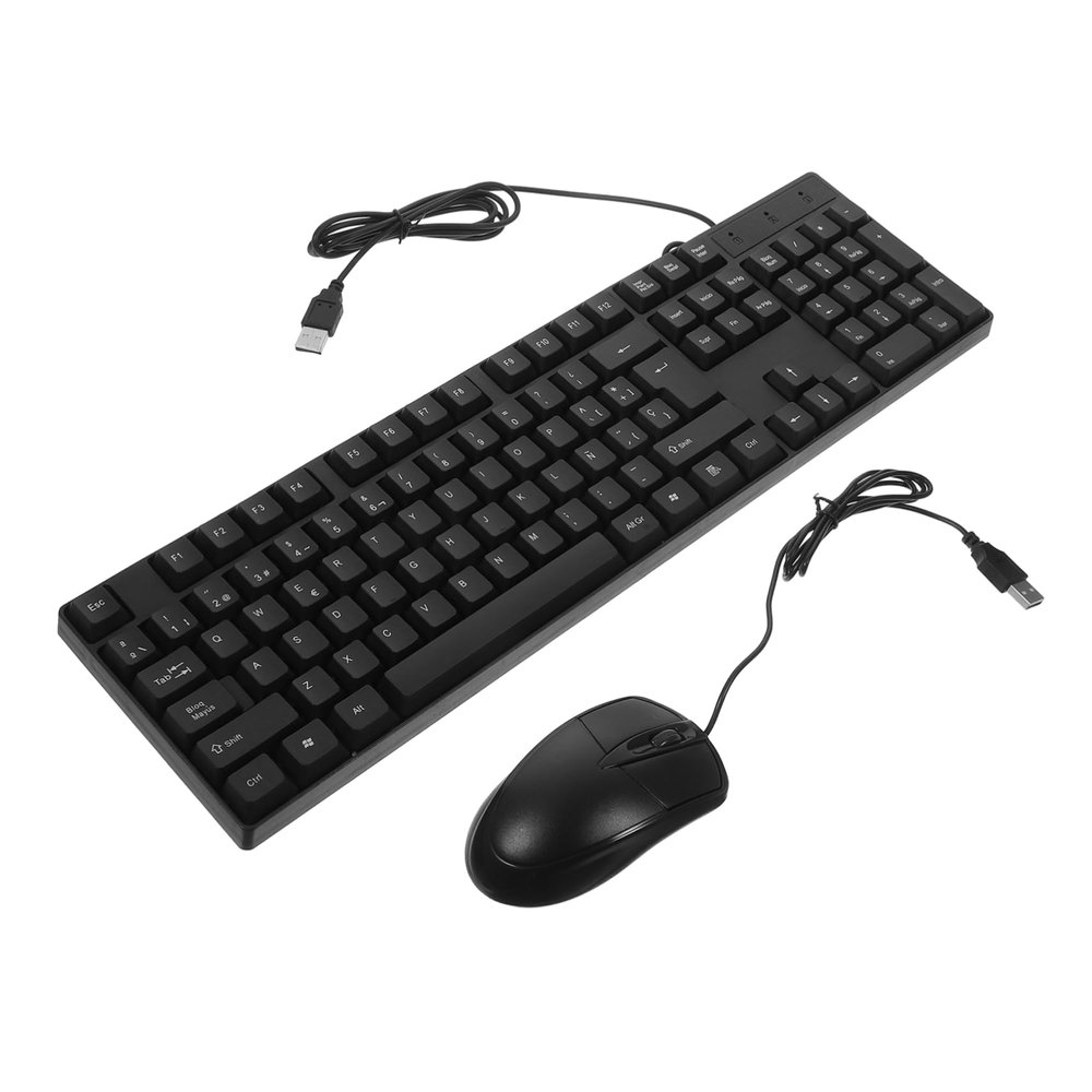 HONMEET Wired USB Keyboard Mouse Combo for Office Use  Full-Size Quiet Keyboard and Optical Mouse for Home and Laptop Work Black