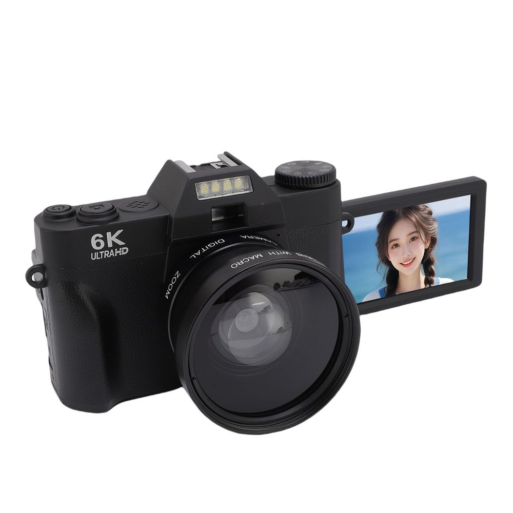 Bewinner 6K Digital Camera for Photography, Autofocus 64MP Vlogging Camera with 3" 180 Flip Screen, 16X Digital Zoom, Compact Travel Cameras with 32GB TF Card
