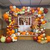 10x10ft Fall Backdrop for Photography Autumn Harvest Pumpkin Sunflower Photo Background Rustic Red Brick Wall White Barn Door Portrait Background Thanksgiving Day Fall Theme Party Decorations view 3