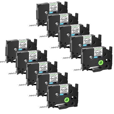 GREENCYCLE TZ-121 9mm 0.35 Laminated Clear Label Maker Tape Compatible for Brother P-Touch TZe-121 TZe121 Black on Clear TZe TZ Tape for PT-D400 PT-D600 PT-D210 PT-H110 PT-H100 PT-D220, 10 Pack