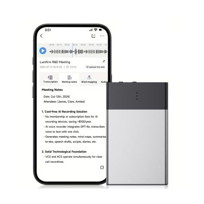 Gugxiom with APP Control, Digital Audio Recorder with Transcribe and Summarize, 108 Languages, Magnetic Case, for Lectures, Meetings, Interviews (32G)