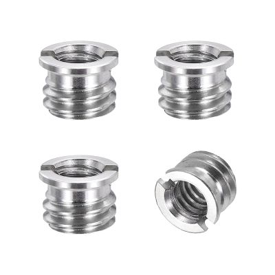 PATIKIL 4pcs 1/4" Female to 3/8" Male Thread Reducing Adapter Tripod Mount Screw Carbon Steel Adapter for Tripod Monopod of Camera, Stainless Steel