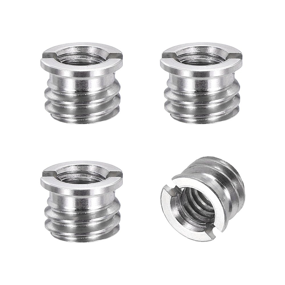 PATIKIL 4pcs 1/4" Female to 3/8" Male Thread Reducing Adapter Tripod Mount Screw Carbon Steel Adapter for Tripod Monopod of Camera, Stainless Steel