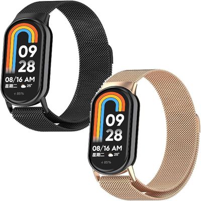 2 Pack Wristbands Compatible with Xiaomi Smart Band 10 Wristband Mesh Stainless Steel Bracelet Metal Watch Band Business Replacement Band for Xiaomi Smart Band 10 Smartwatch, One Size, Aluminium