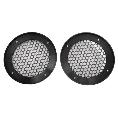 Diyeeni 2 Pcs 5 Inch Speaker Grills Subwoofer Grill Waffle Grill Guard Protector Covers with Mounting Screws, Metal Mesh Round Subwoofer Speaker Cover, Black