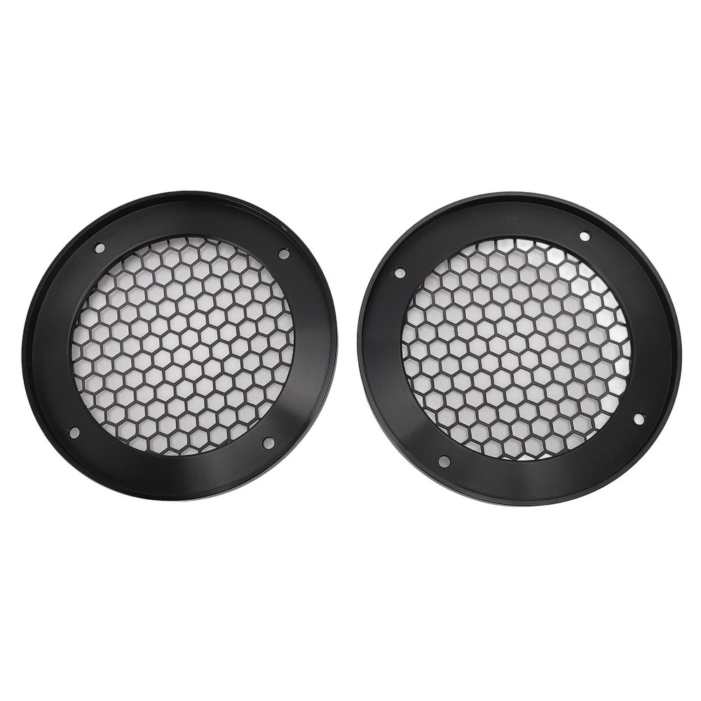 Diyeeni 2 Pcs 5 Inch Speaker Grills Subwoofer Grill Waffle Grill Guard Protector Covers with Mounting Screws, Metal Mesh Round Subwoofer Speaker Cover, Black